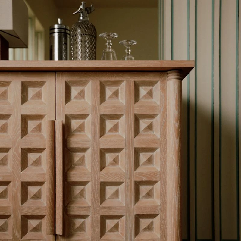 Honore Natural Oak Wood 38" Bar Cabinet by Athena Calderone
