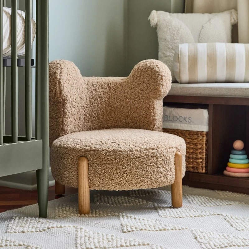 Sherpa Light Brown Bear Kids Play Chair