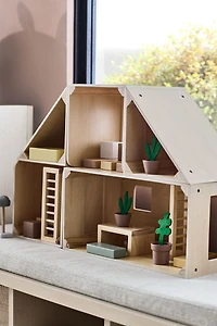 Modern Modular Wooden Kids Dollhouse with 20-Piece Furniture Set