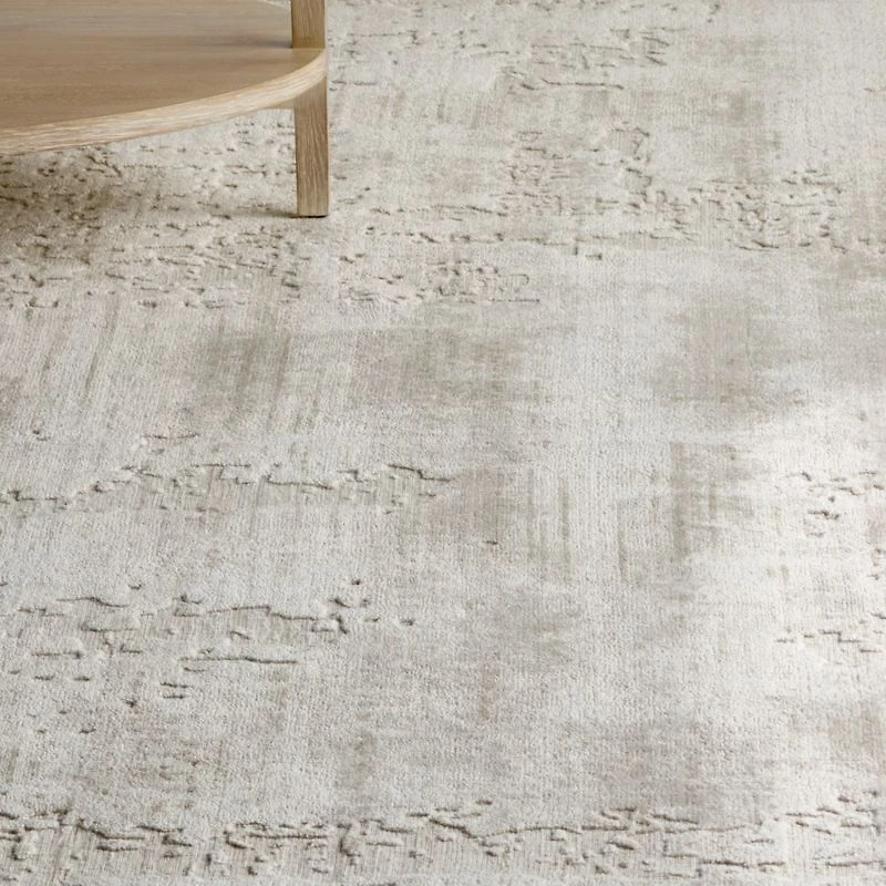 Tottori Viscose Abstract Handwoven Ivory Area Rug 9'x12'