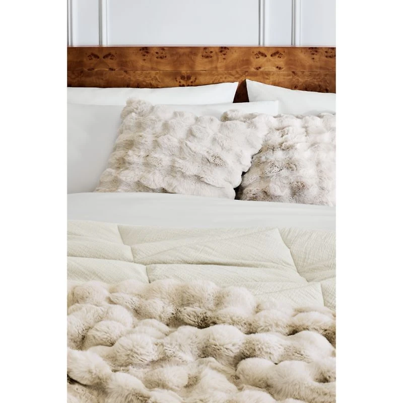 Cotton Crinkle Matelasse Calm Beige Full/Queen Comforter