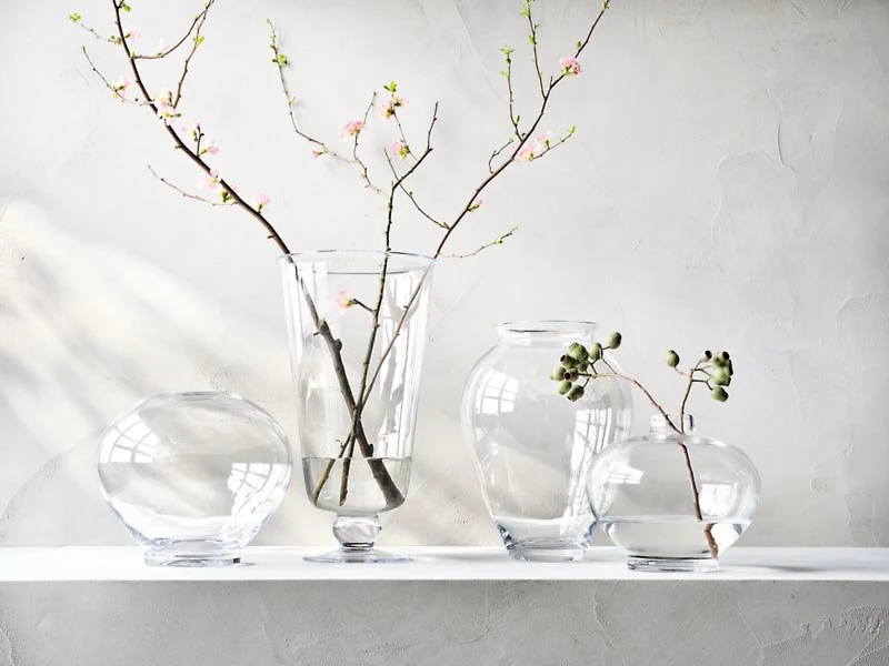 Ophelia Clear Hand Blown Glass Round Vase 12"