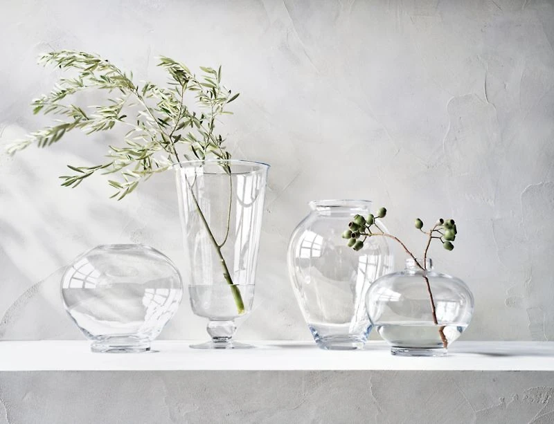 Ophelia Clear Hand Blown Glass Round Vase 12"