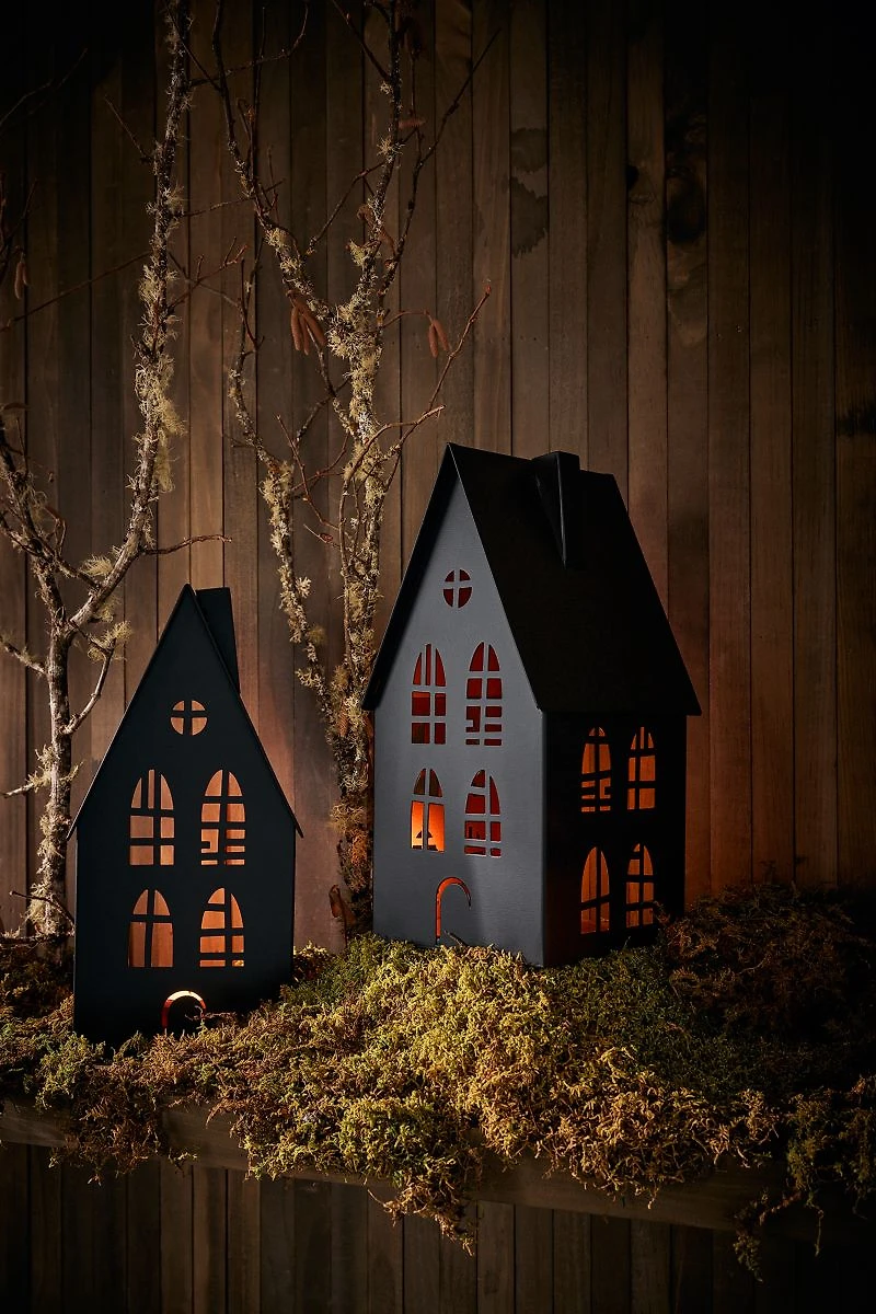 Medium Black Halloween Haunted House Sculpture