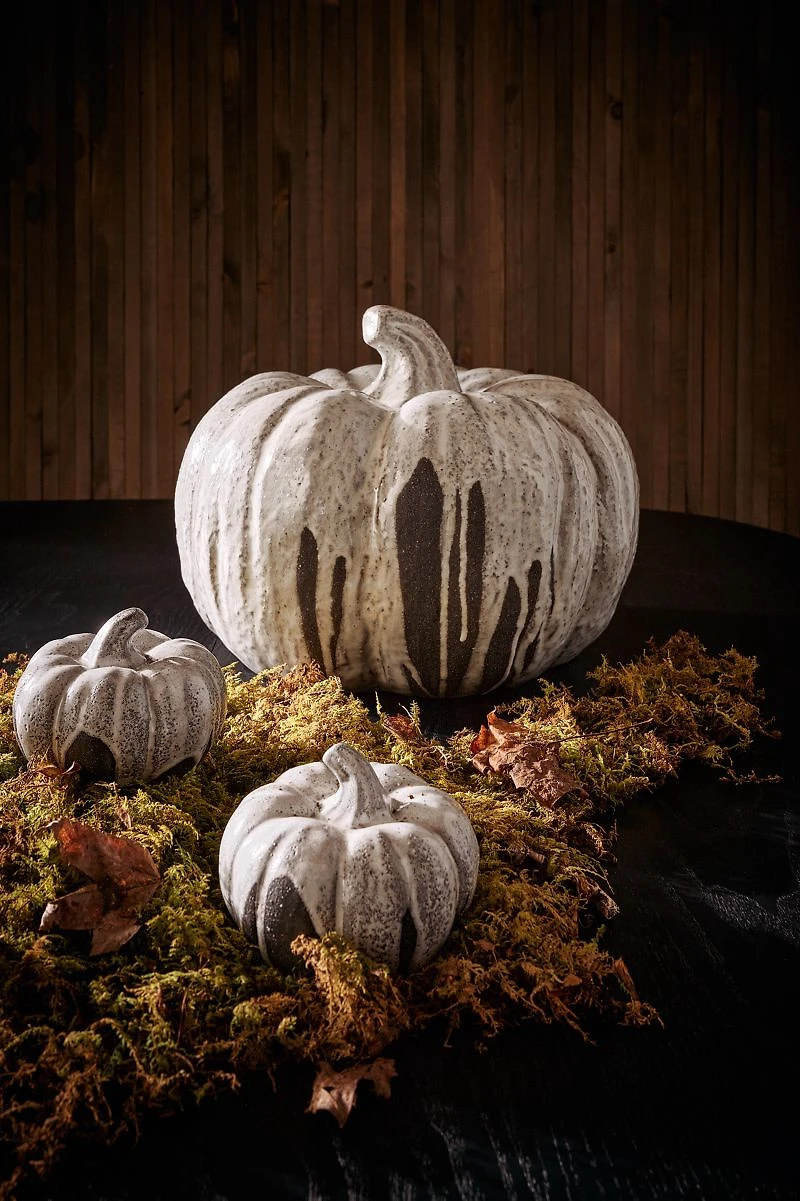 White Ceramic Drip Glazed Gourd
