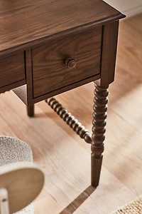 Jenny Lind Deep Brown Wood Spindle 3-Drawer Kids Desk