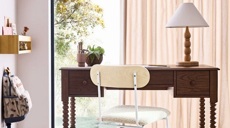 Jenny Lind Deep Brown Wood Spindle 3-Drawer Kids Desk