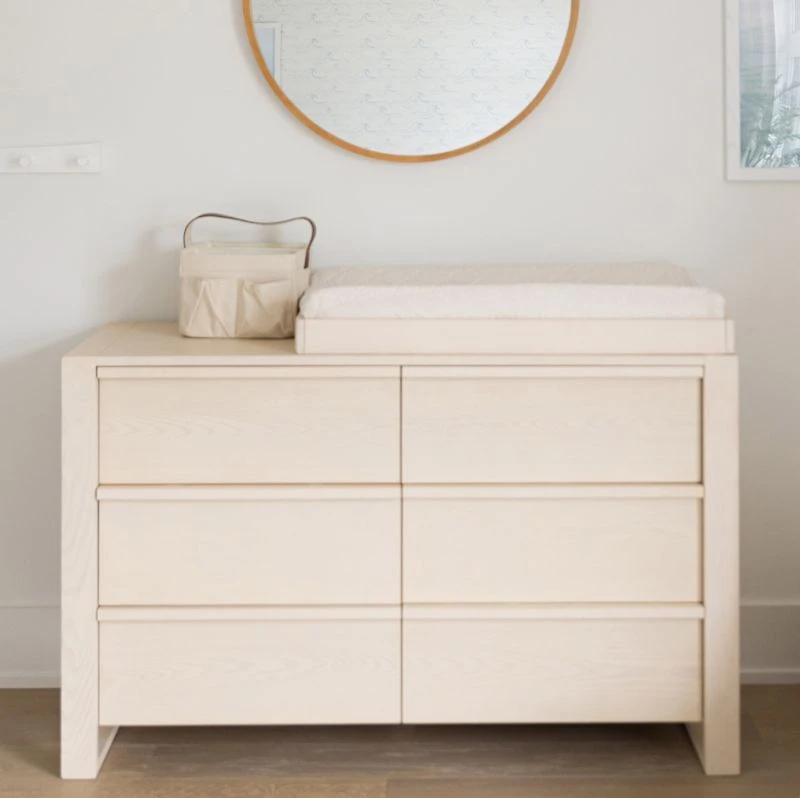 Gemini 55" Light Ash Wood 6-Drawer Wide Kids Dresser