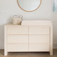 Gemini 55" Light Ash Wood 6-Drawer Wide Kids Dresser