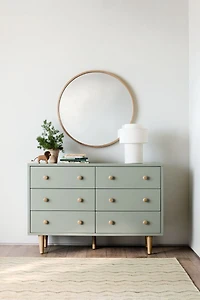 Finn 51" Sage Green Wood Wide 6-Drawer Kids Dresser