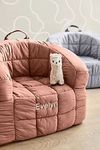 Large Terracotta Kids Puffy Lounge Barrel Chair Cover
