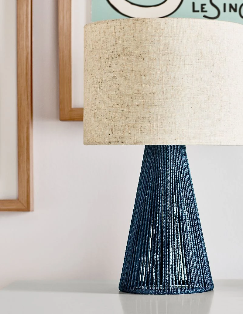 Liam Geo Navy Blue Rope Kids Table Lamp