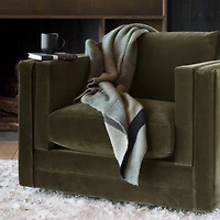 Ribbed Knit 70"x55" Wool Blend Spanish Moss Green Throw Blanket