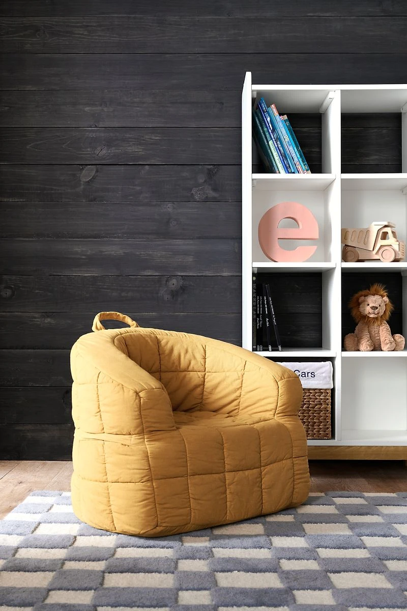 Large Savannah Yellow Kids Puffy Lounge Barrel Chair Cover