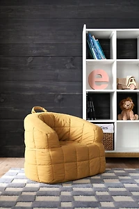 Large Savannah Yellow Kids Puffy Lounge Barrel Chair Cover
