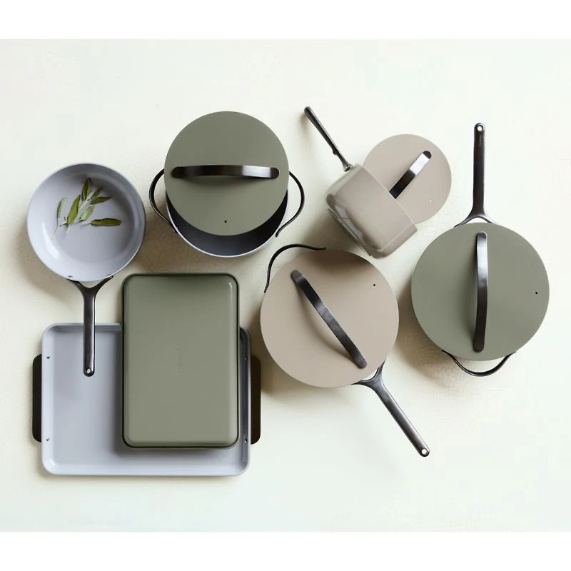 Caraway ® Ceramic Non-Stick Baking Sheet Duo Olive Green with Gunmetal Hardware
