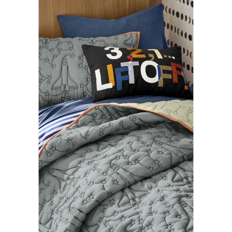 Smithsonian "321 Lift Off!" Embroidered Kids Throw Pillow