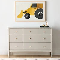 Hampshire 50" Cozy Grey Wood 6-Drawer Kids Dresser