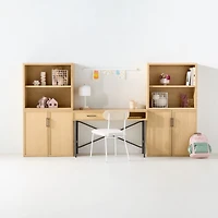 Oliver Modular Natural Oak Wood Kids Workspace Suite
