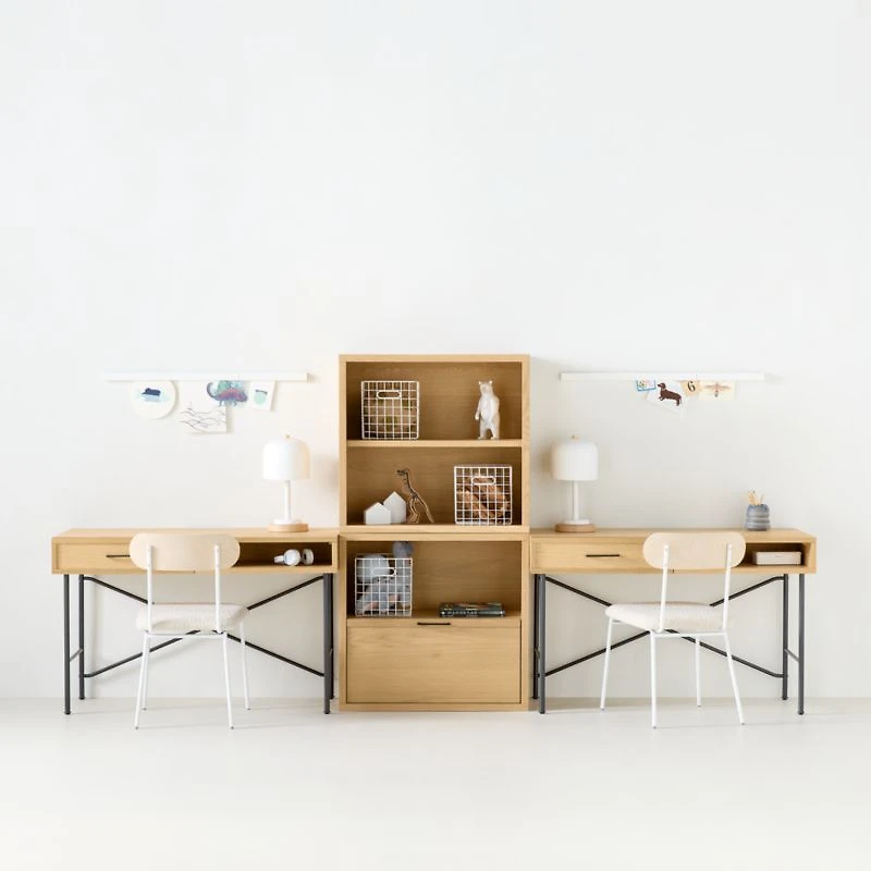 Oliver Modular Natural Oak Wood Kids Workspace Suite