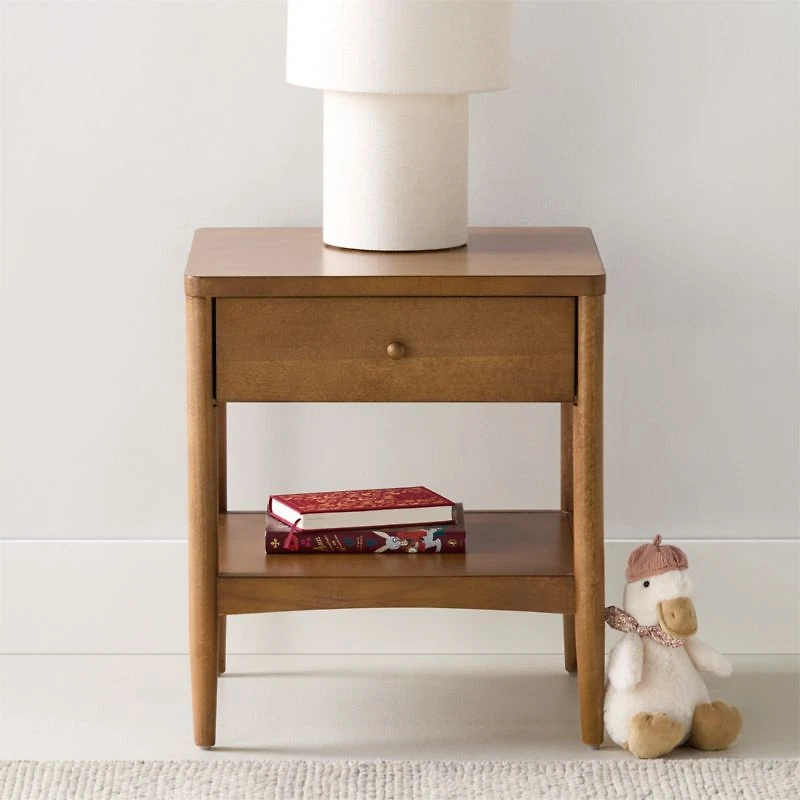 Hampshire Natural Brown Wood Kids Nightstand with Drawer