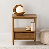 Set of 2 Bodie Flax Brown Wood Kids Nightstand with Drawer