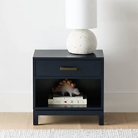 Parke Navy Blue Wood Kids Nightstand with Drawer