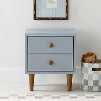 Set of 2 Finn Mist Blue Wood 2-Drawer Kids Nightstand