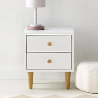 Finn White  Wood 2-Drawer Kids Nightstand