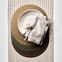 Rizzo Textured Easy Care Faux Leather Mushroom Round Placemat