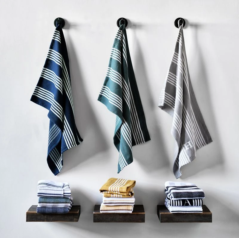 Cuisine with White Stripe Organic Cotton Kitchen Towels