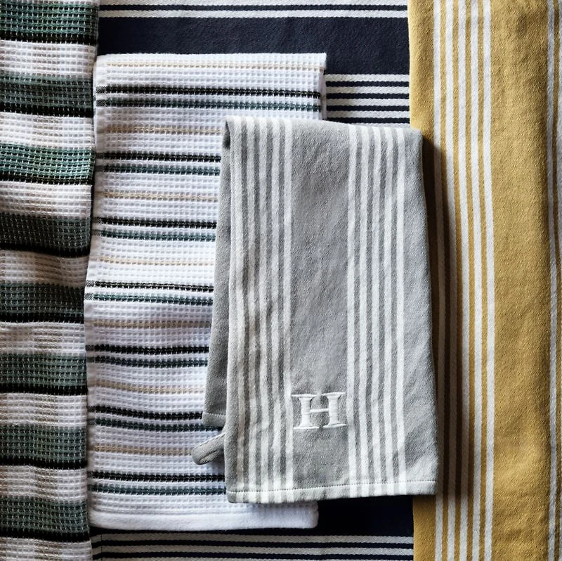 Cuisine with White Stripe Organic Cotton Kitchen Towels