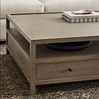 Keane Weathered Natural Wood 45" Square Storage Coffee Table