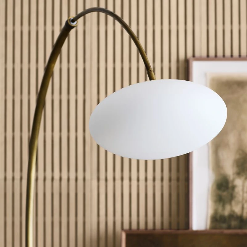 Moon Brass Arc Floor Lamp with Glass Shade
