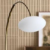 Moon Brass Arc Floor Lamp with Glass Shade