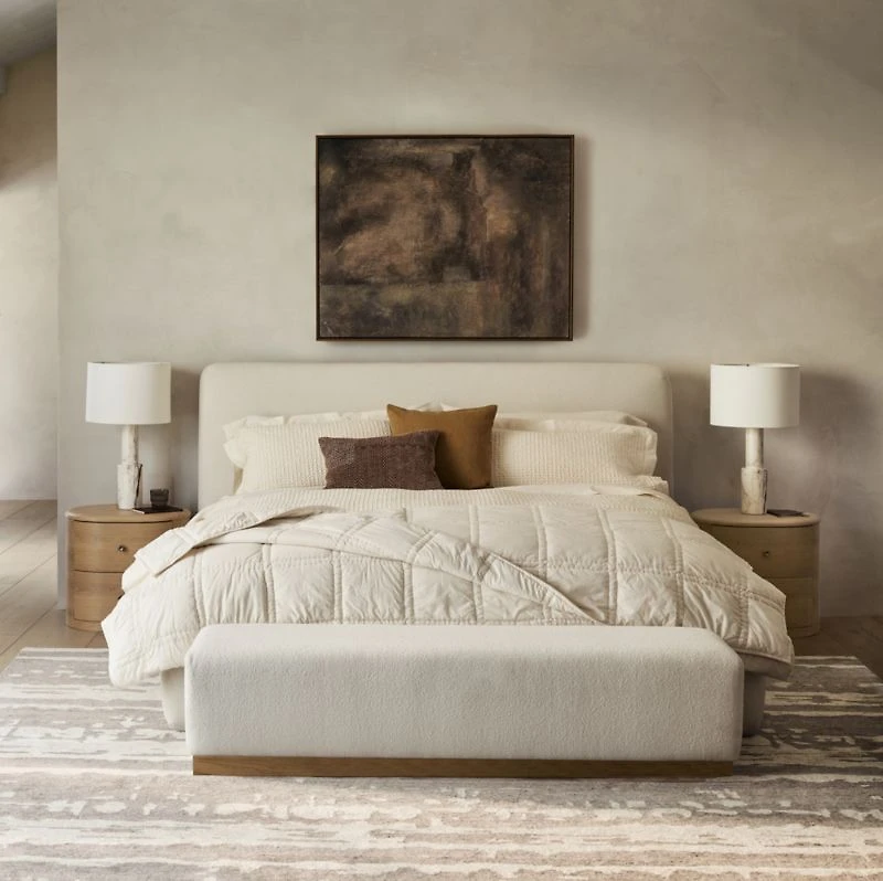 Gather 70" Ivory Upholstered Bench