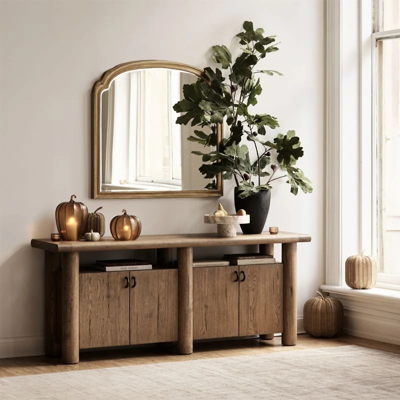 Breckenridge 78" Weathered Rustic Oak Wood Credenza