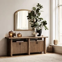 Breckenridge 78" Weathered Rustic Oak Wood Credenza