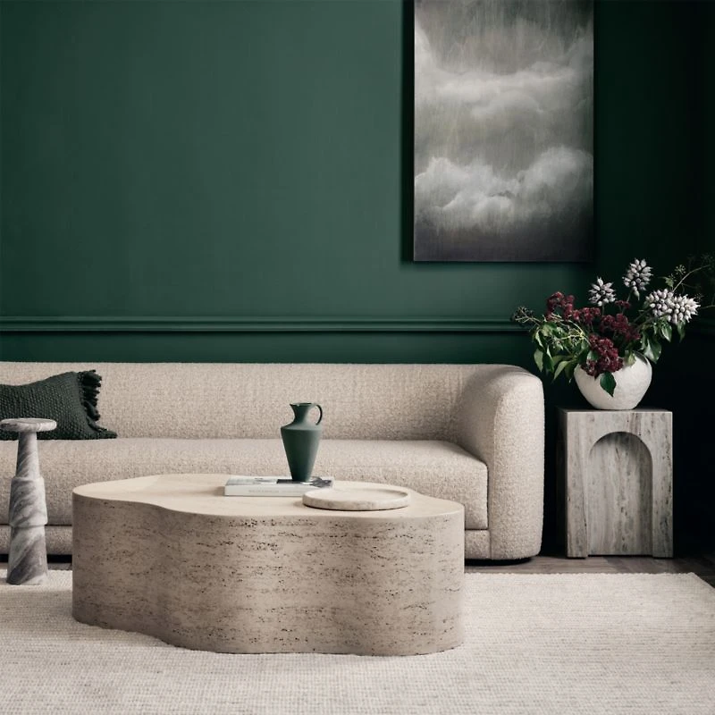 Fleur Faux Travertine Resin 52" Coffee Table