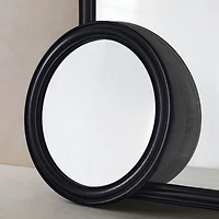 Kensington Black Oak Wood Round Wall Mirror 45"