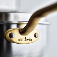 Made In Stainless Clad 3-Qt. Saucier with Antique Brass Hardware
