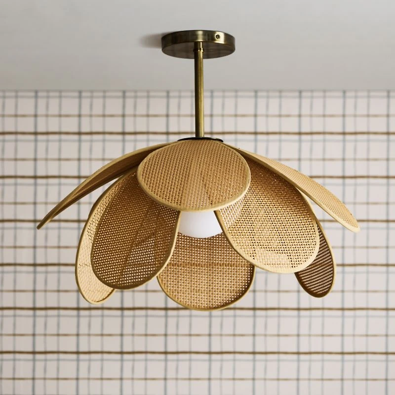 Marisol Rattan Kids Flush Mount Ceiling Light