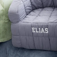 Large Smoke Blue Kids Puffy Lounge Barrel Chair Cover