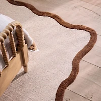 Wavy Border Pink Tint Kids Performance Area Rug 8'x10'