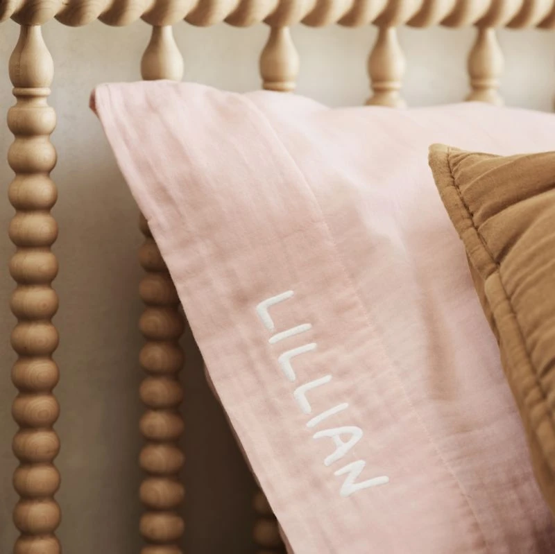 Supersoft Pale Pink Organic Cotton Gauze Kids Pillowcase