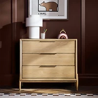 Bodie 36" Natural Oak Wood Narrow 3-Drawer Kids Dresser