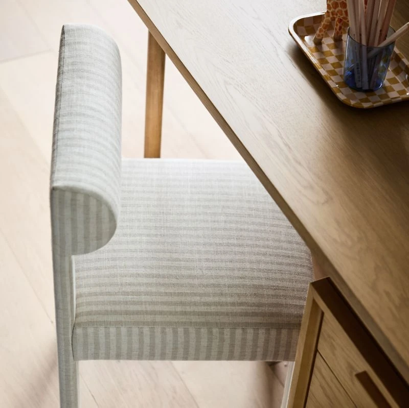 Collector's Upholstered Ivory and Natural Striped Kids Desk Chair by Jeremiah Brent