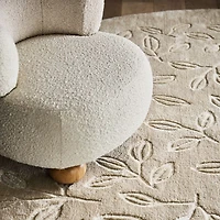 Floral Oval Pampas Ivory Kids Performance Area Rug 8'x10'