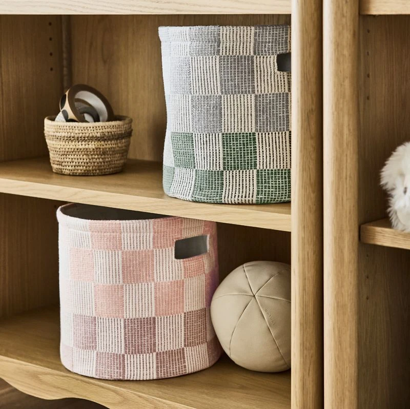 Hopscotch Elegant Pink and Classic Mauve Checkerboard Large Floor Storage Bin