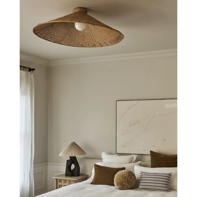 Tisse Oversized Woven Rattan Flush Mount Light by Athena Calderone